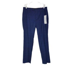Calvin Klein Slim Fit Men's Blue Plaid Dress Pants 38W x 32L